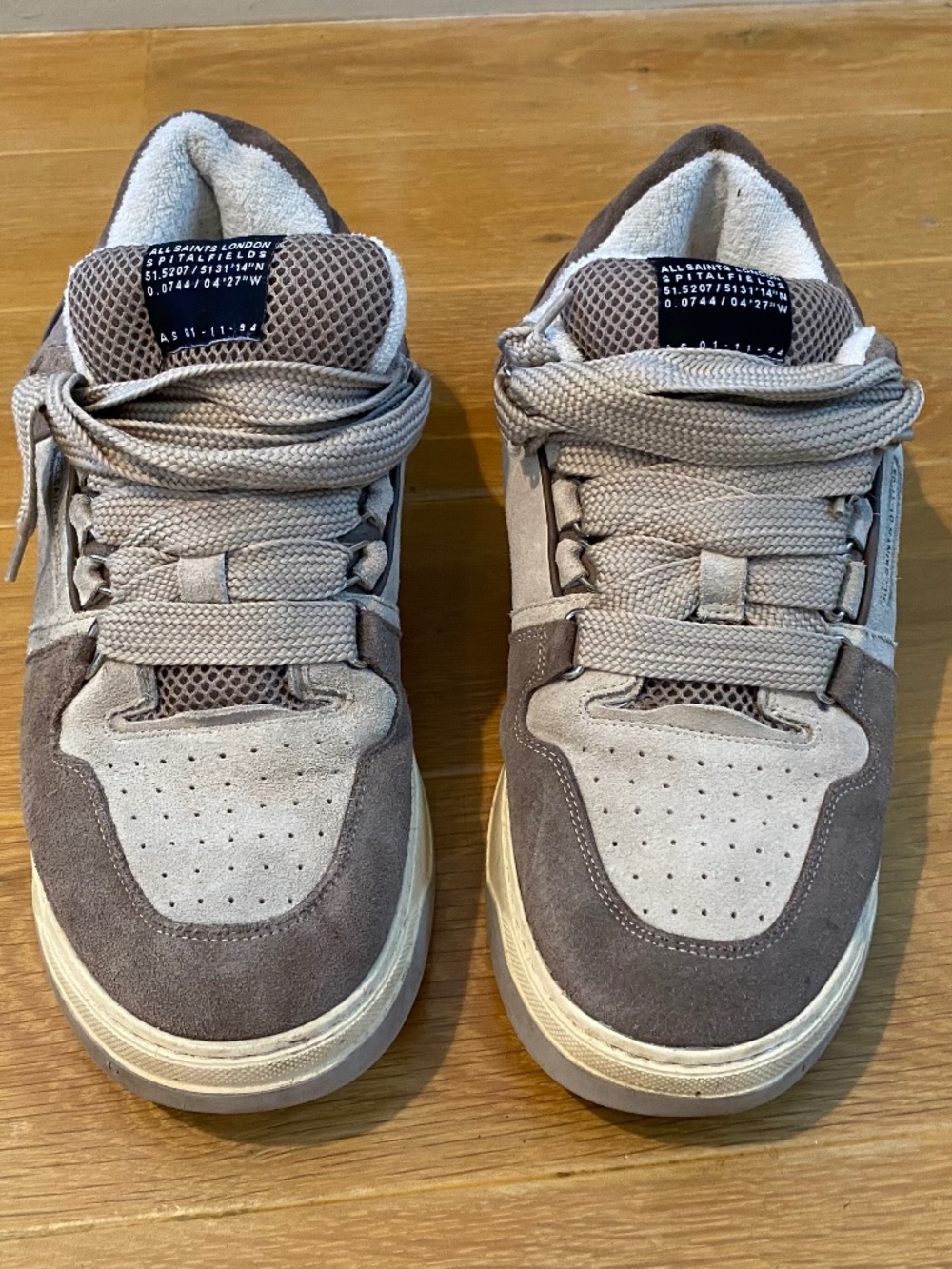 AllSaints Stryker Low Top Sneakers in Taupe/Grey, Men’s Size 12